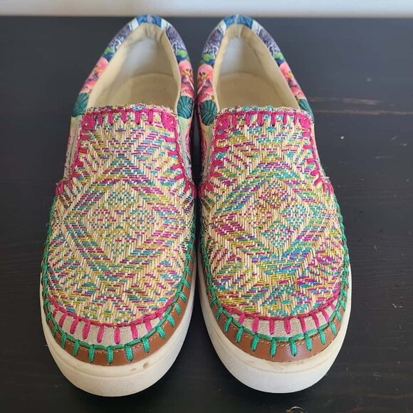 Johnny Was Patchwork Slip On Sneaker Multicolor Size 6M - Picture 1 of 9